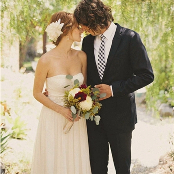 🆕️JCREW Ivory Champagne Silk Chiffon Formal Wedding Gown Bridesmaid Dress 20 - Picture 7 of 12